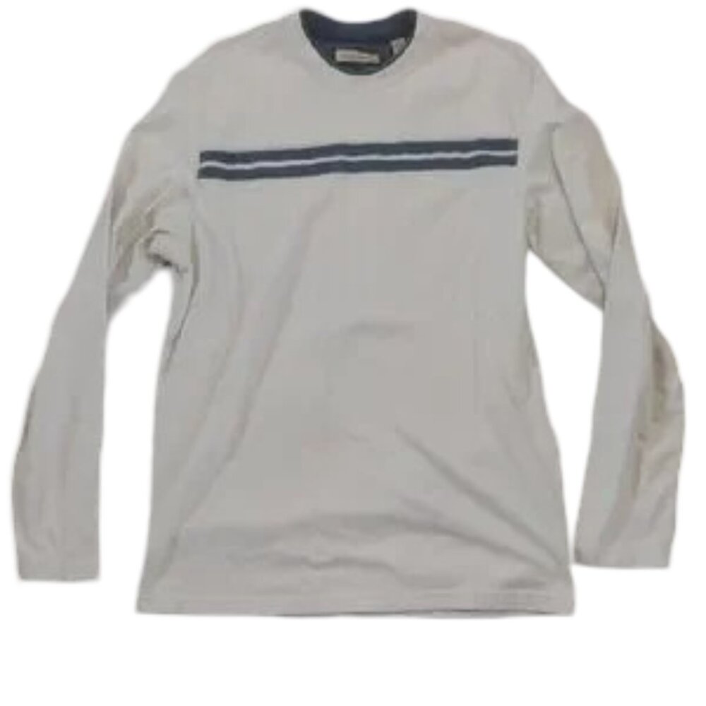 G.H. Bass & Co. Cream Long Sleeve Shirt with Navy Stripe